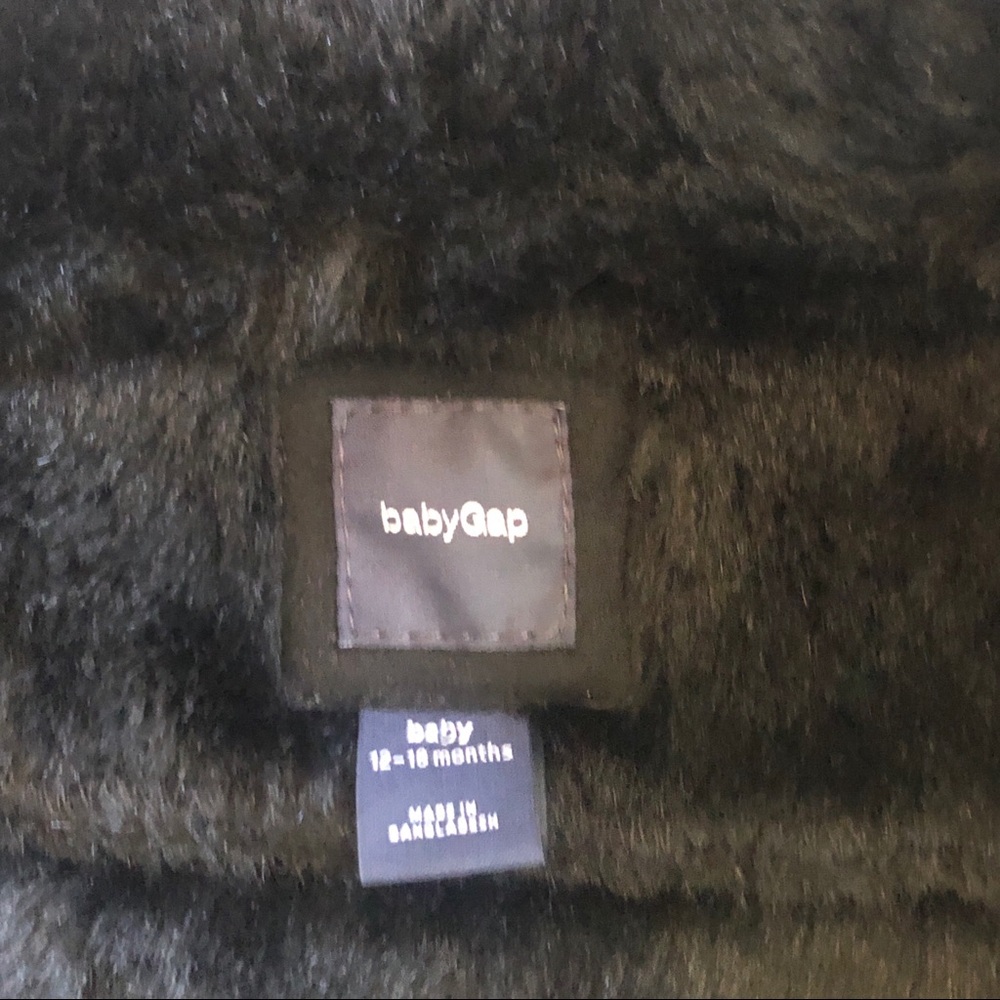 Baby Gap Black Coat with Faux Fur Girls 12-18 Months - Picture 6 of 10